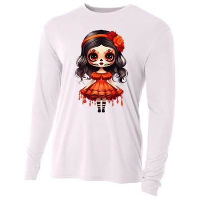 Dia De Los Muertos La Catrina Cute Skeleton Mexican Girl Gift Cooling Performance Long Sleeve Crew