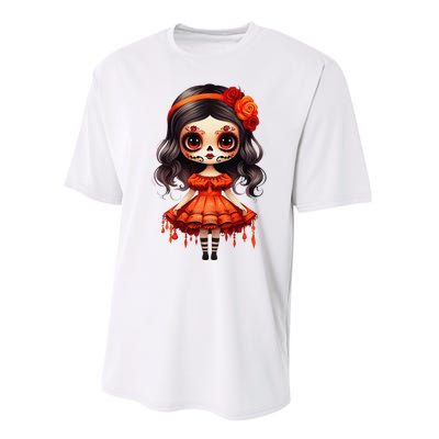 Dia De Los Muertos La Catrina Cute Skeleton Mexican Girl Gift Performance Sprint T-Shirt