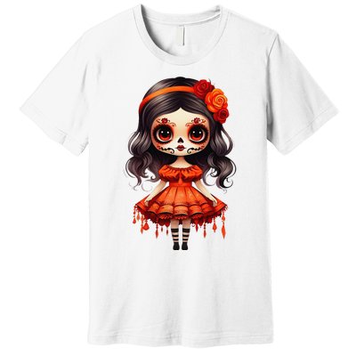 Dia De Los Muertos La Catrina Cute Skeleton Mexican Girl Gift Premium T-Shirt