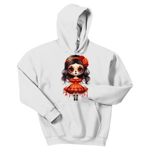 Dia De Los Muertos La Catrina Cute Skeleton Mexican Girl Gift Kids Hoodie