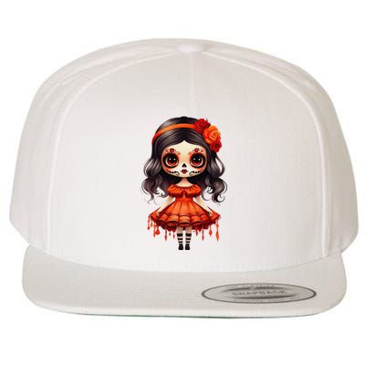 Dia De Los Muertos La Catrina Cute Skeleton Mexican Girl Gift Wool Snapback Cap