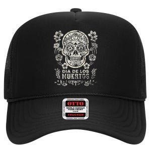 Dia De Los Muertos Mexico Sugar Skull High Crown Mesh Back Trucker Hat