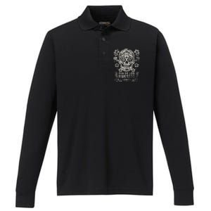 Dia De Los Muertos Mexico Sugar Skull Performance Long Sleeve Polo