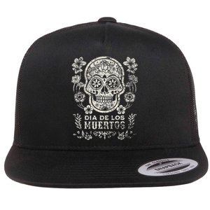 Dia De Los Muertos Mexico Sugar Skull Flat Bill Trucker Hat