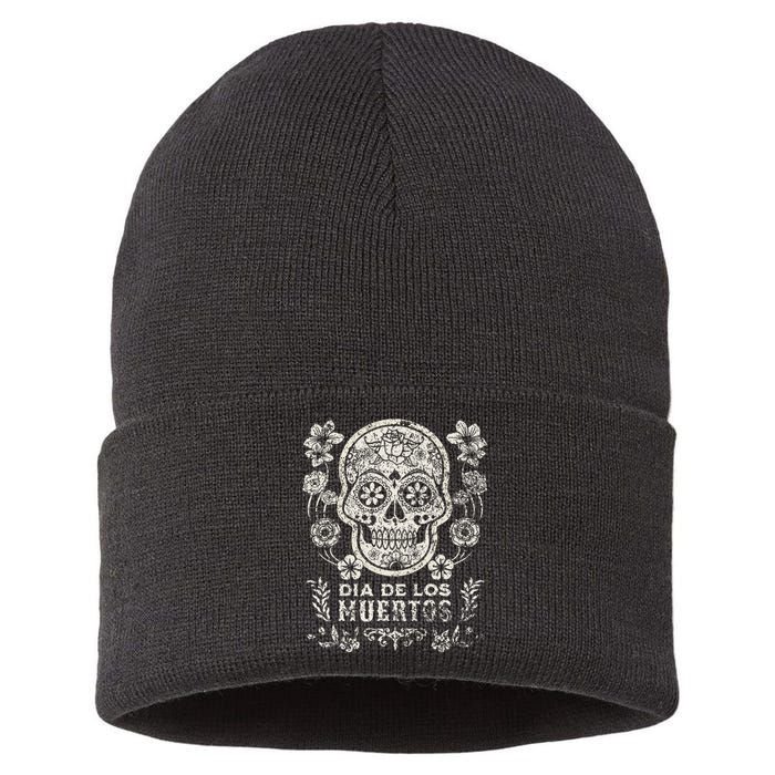 Dia De Los Muertos Mexico Sugar Skull Sustainable Knit Beanie