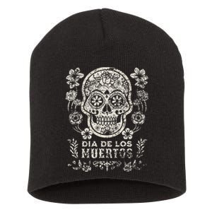 Dia De Los Muertos Mexico Sugar Skull Short Acrylic Beanie