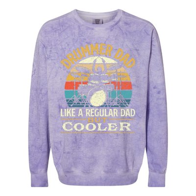 Drummer Dad Like A Regular Dad But Cooler Drums Colorblast Crewneck Sweatshirt