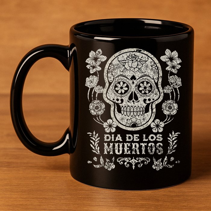 Dia De Los Muertos Mexico Sugar Skull 11oz C Handle Ceramic Mug