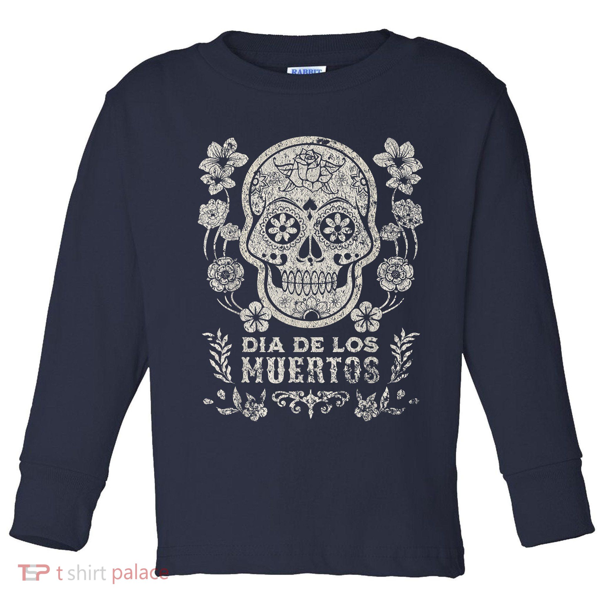 Dia De Los Muertos Mexico Sugar Skull Toddler Long Sleeve Shirt