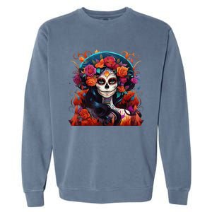 Dia De Los Muertos La Catrina Day Of The Dead Sugar Skull Garment-Dyed Sweatshirt