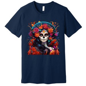 Dia De Los Muertos La Catrina Day Of The Dead Sugar Skull Premium T-Shirt