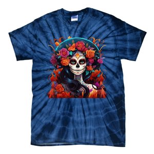 Dia De Los Muertos La Catrina Day Of The Dead Sugar Skull Tie-Dye T-Shirt