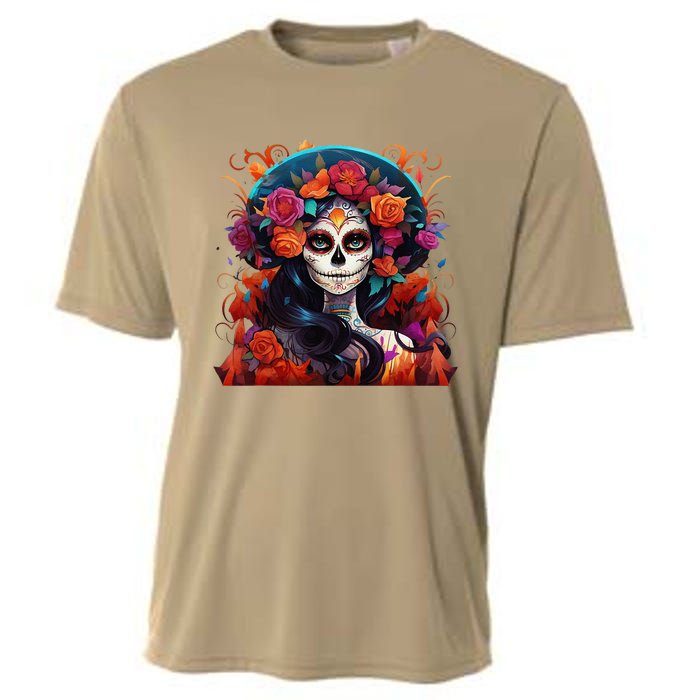 Dia De Los Muertos La Catrina Day Of The Dead Sugar Skull Cooling Performance Crew T-Shirt