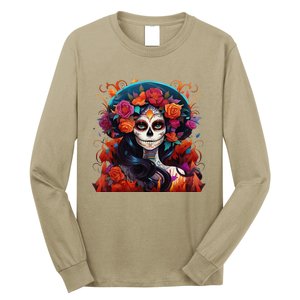 Dia De Los Muertos La Catrina Day Of The Dead Sugar Skull Long Sleeve Shirt