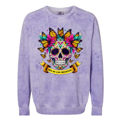 Dia De Los Muertos Sugar Skull Flowers For Women Colorblast Crewneck Sweatshirt