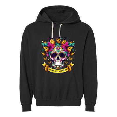 Dia De Los Muertos Sugar Skull Flowers For Women Garment-Dyed Fleece Hoodie