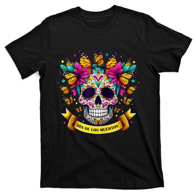 Dia De Los Muertos Sugar Skull Flowers For Women T-Shirt