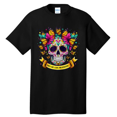 Dia De Los Muertos Sugar Skull Flowers For Women Tall T-Shirt