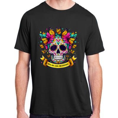 Dia De Los Muertos Sugar Skull Flowers For Women Adult ChromaSoft Performance T-Shirt