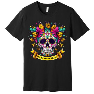 Dia De Los Muertos Sugar Skull Flowers For Women Premium T-Shirt