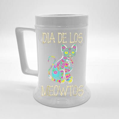 Dia De Los Meowtos Cat Muertos Day Of The Dead Cat Beer Stein