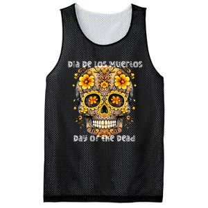 Dia De Los Muertos Sugar Skull Flowers  Mesh Reversible Basketball Jersey Tank