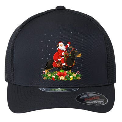 Dachshund Dog Lover Funny Santa Riding Dachshund Christmas Gift Flexfit Unipanel Trucker Cap