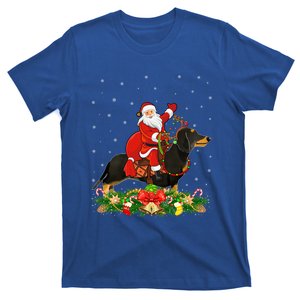 Dachshund Dog Lover Funny Santa Riding Dachshund Christmas Gift T-Shirt