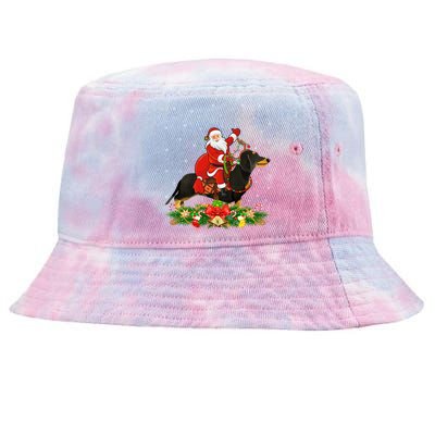 Dachshund Dog Lover Funny Santa Riding Dachshund Christmas Gift Tie-Dyed Bucket Hat