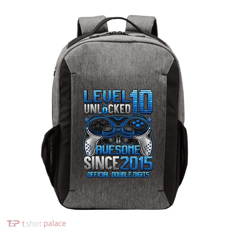 Double Digits Level 10 Unlocked 10th Birthday Boy Gift Vector Backpack
