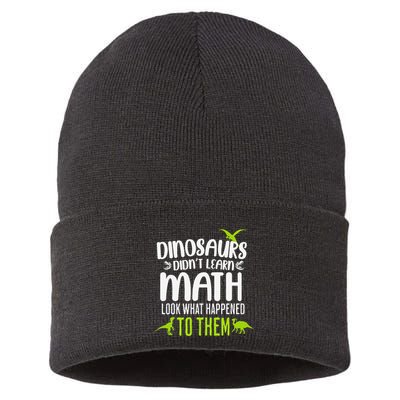 Dinosaurs DidnT Learn Math Look What Dinosaur Math Joke Sustainable Knit Beanie
