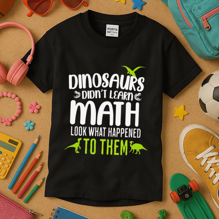 Dinosaurs DidnT Learn Math Look What Dinosaur Math Joke Kids T-Shirt
