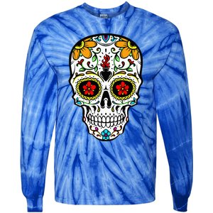 Dia De Los Muertos Costume Sugar Skull Tie-Dye Long Sleeve Shirt