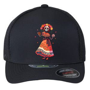 Dia De Los Muertos Day Of The Dead Mexican Sugar Skeleton Flexfit Unipanel Trucker Cap