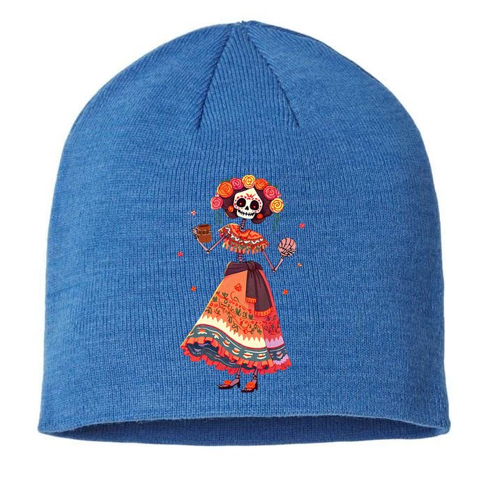 Dia De Los Muertos Day Of The Dead Mexican Sugar Skeleton Sustainable Beanie