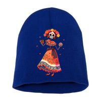 Dia De Los Muertos Day Of The Dead Mexican Sugar Skeleton Short Acrylic Beanie