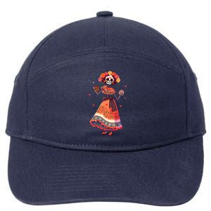 Dia De Los Muertos Day Of The Dead Mexican Sugar Skeleton 7-Panel Snapback Hat