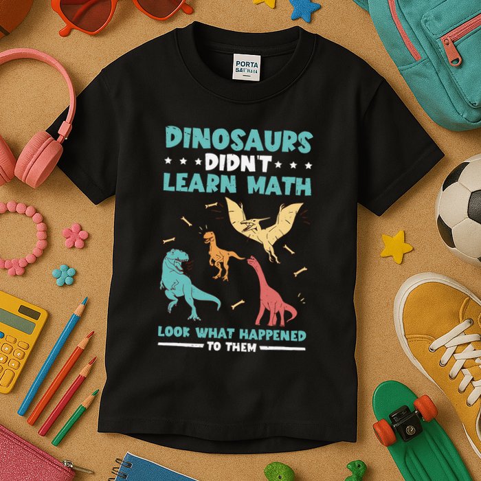 Dinosaurs DidnT Learn Math Look What Happened To Them Kids T-Shirt