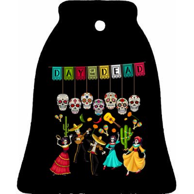 DíA De Los Muertos Skeleton Mexican Day Of The Dead Party Ceramic Bell Ornament