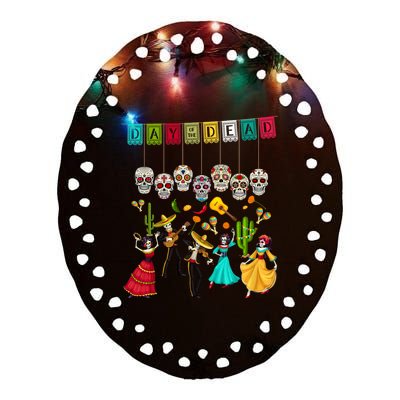 DíA De Los Muertos Skeleton Mexican Day Of The Dead Party Ceramic Oval Ornament