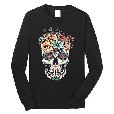 Dia De Los Muertos Sugar Skull La Catrina Halloween Long Sleeve Shirt