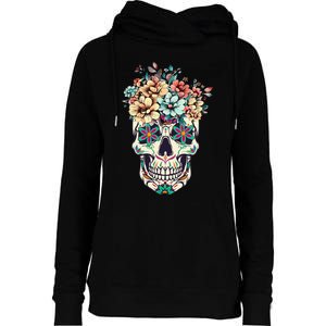 Dia De Los Muertos Sugar Skull La Catrina Halloween Womens Funnel Neck Pullover Hood