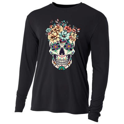 Dia De Los Muertos Sugar Skull La Catrina Halloween Cooling Performance Long Sleeve Crew