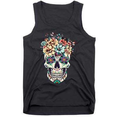 Dia De Los Muertos Sugar Skull La Catrina Halloween Tank Top