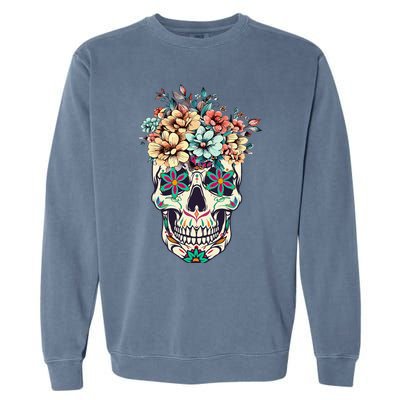 Dia De Los Muertos Sugar Skull La Catrina Halloween Garment-Dyed Sweatshirt