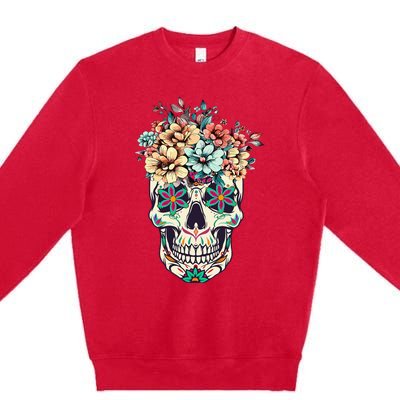 Dia De Los Muertos Sugar Skull La Catrina Halloween Premium Crewneck Sweatshirt