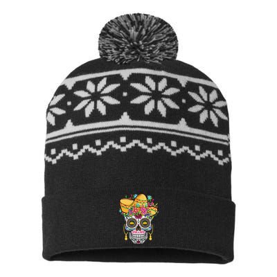 Dia De Los Muertos Taco Happy Cinco De Mayo USA-Made Snowflake Beanie