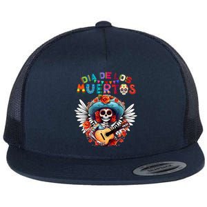 Dia De Los Muertos Catrina Sugar Skull Day of Dead Halloween Flat Bill Trucker Hat