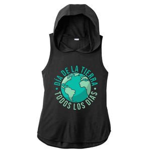 Día De La Tierra Todos Los Días Spanish Earth Day Everyday Ladies PosiCharge Tri-Blend Wicking Draft Hoodie Tank