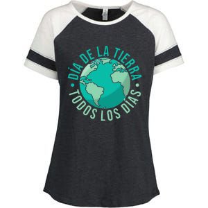 Día De La Tierra Todos Los Días Spanish Earth Day Everyday Enza Ladies Jersey Colorblock Tee